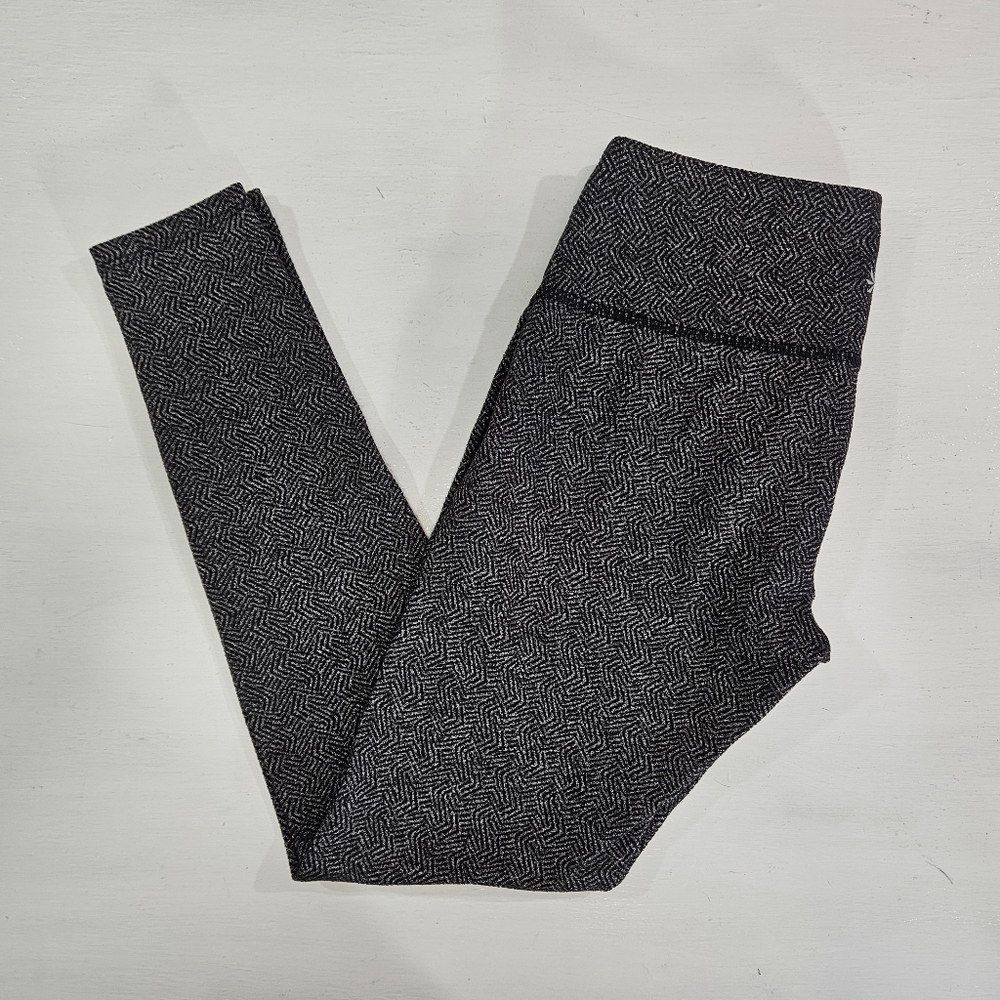 Athleta black patterned full length leggings women's size Xsmall petite